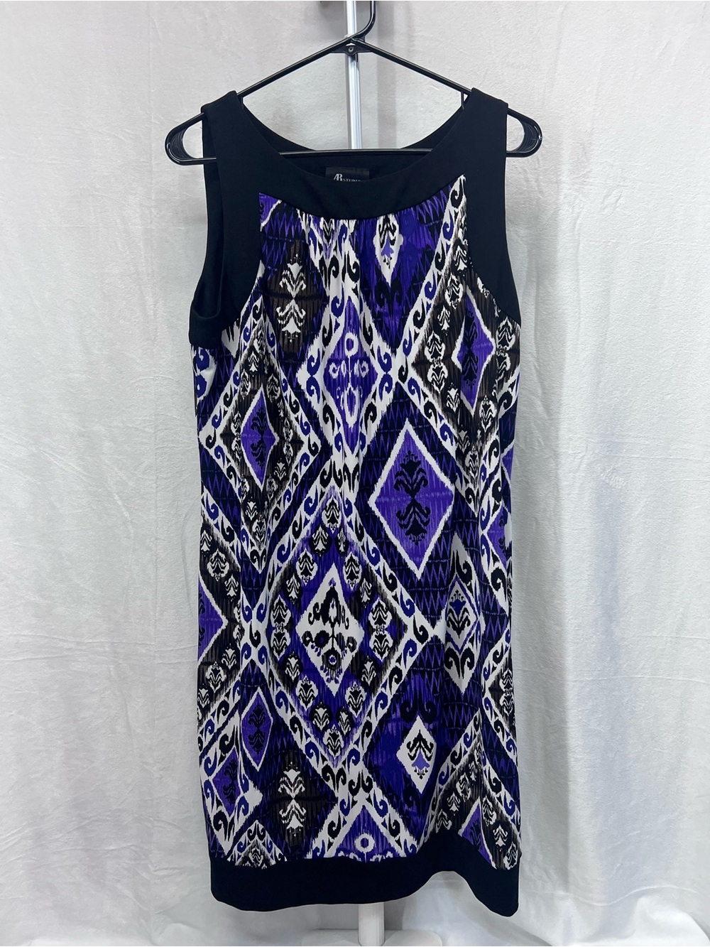 AB Studio Purple and Black Geometric Midi Dress
